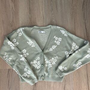 Hollister Sage Green Floral Cardigan